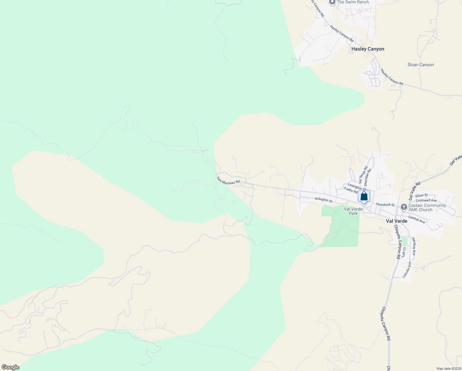 map of restaurants, bars, coffee shops, grocery stores, and more near 31174 San Martinez Road in Castaic