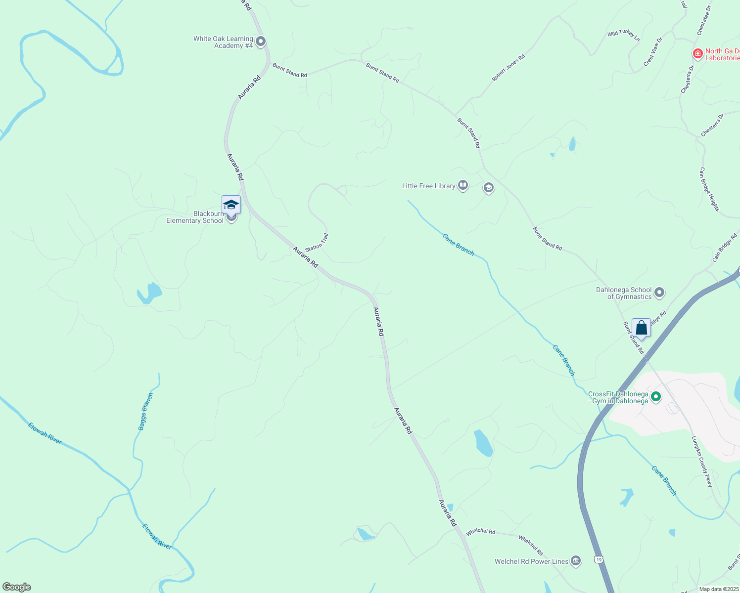 map of restaurants, bars, coffee shops, grocery stores, and more near 6440 State Route 9e in Dawsonville