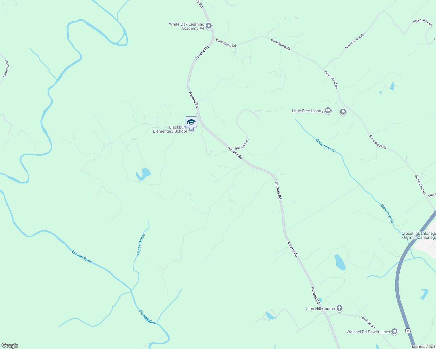 map of restaurants, bars, coffee shops, grocery stores, and more near 212 Kerns Ridge Court in Dawsonville
