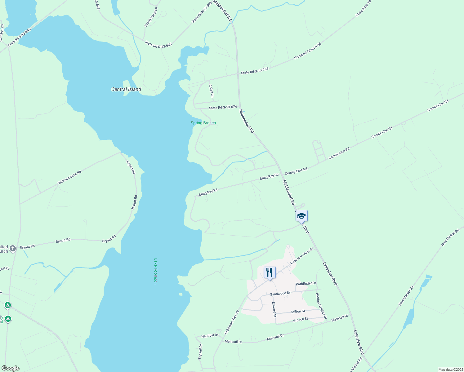 map of restaurants, bars, coffee shops, grocery stores, and more near State Road S-13-673 in Hartsville