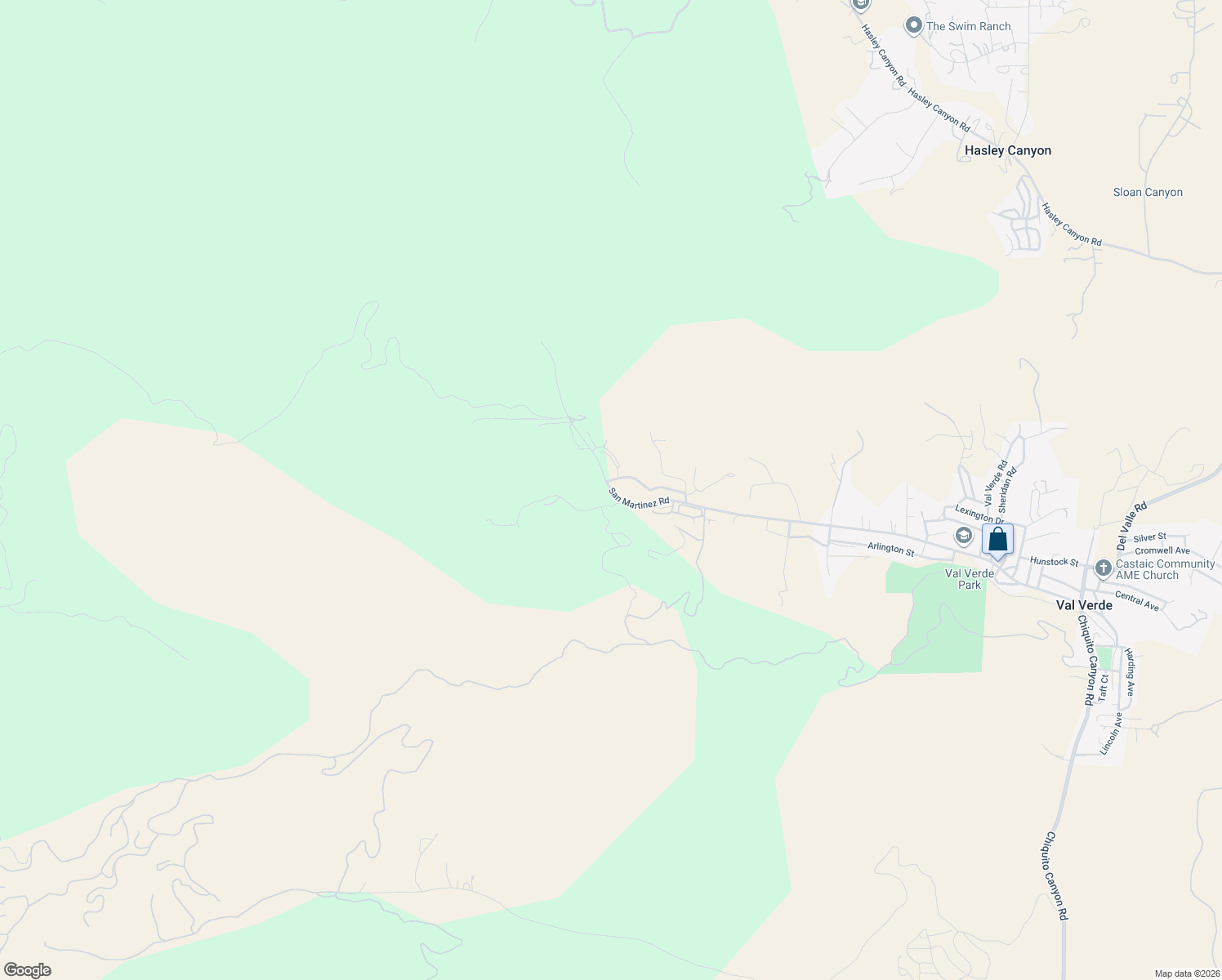 map of restaurants, bars, coffee shops, grocery stores, and more near 31292 San Martinez Road in Castaic