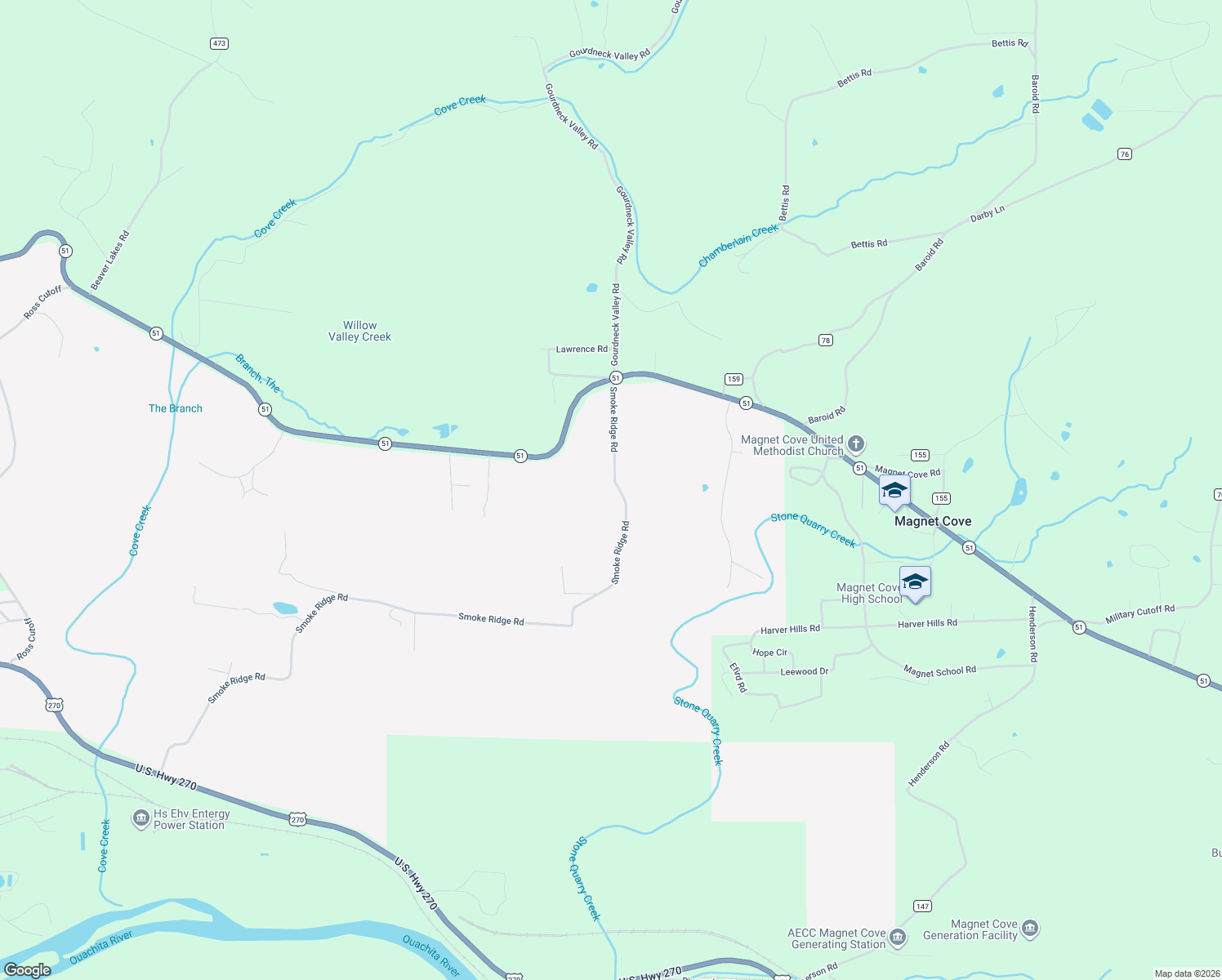 map of restaurants, bars, coffee shops, grocery stores, and more near 2133 Smoke Ridge Road in Malvern