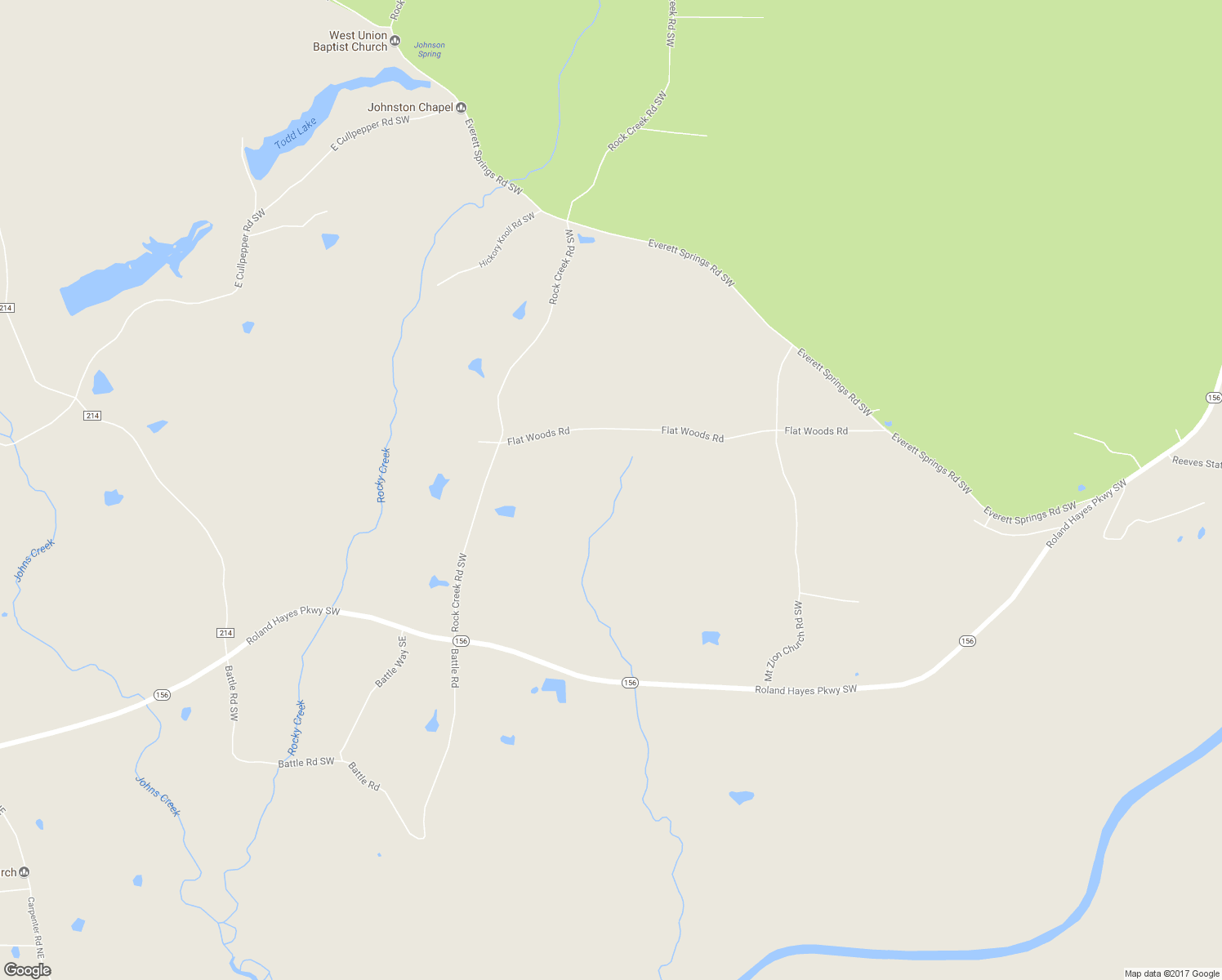 map of restaurants, bars, coffee shops, grocery stores, and more near 448 Flat Woods Road in Calhoun