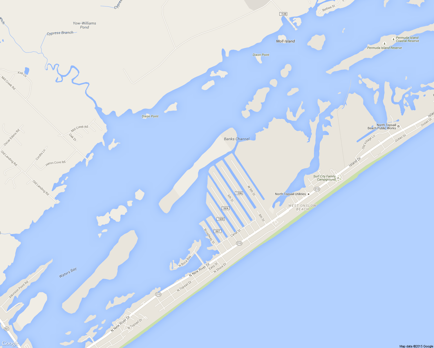 map of restaurants, bars, coffee shops, grocery stores, and more near 6110 6th Street in Surf City