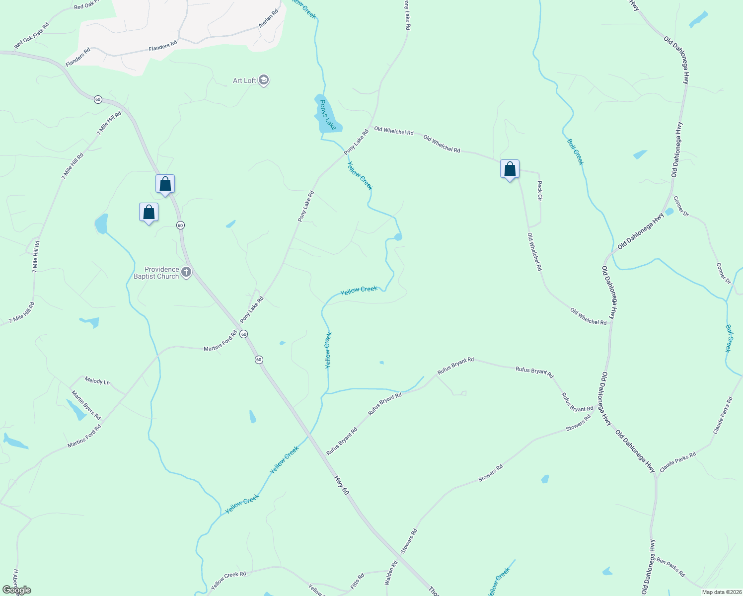 map of restaurants, bars, coffee shops, grocery stores, and more near 571 Gold Ridge Road in Dahlonega