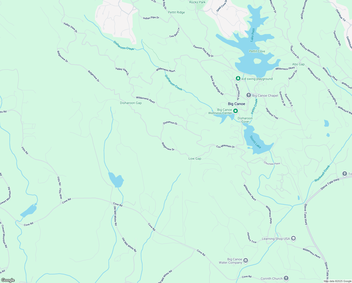 map of restaurants, bars, coffee shops, grocery stores, and more near 72 Wild Cherry Lane in Big Canoe