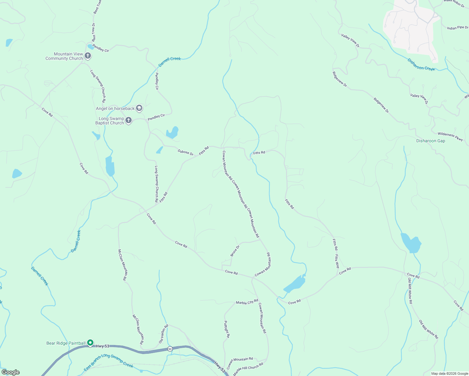 map of restaurants, bars, coffee shops, grocery stores, and more near 344 Cowart Mountain Road in Jasper