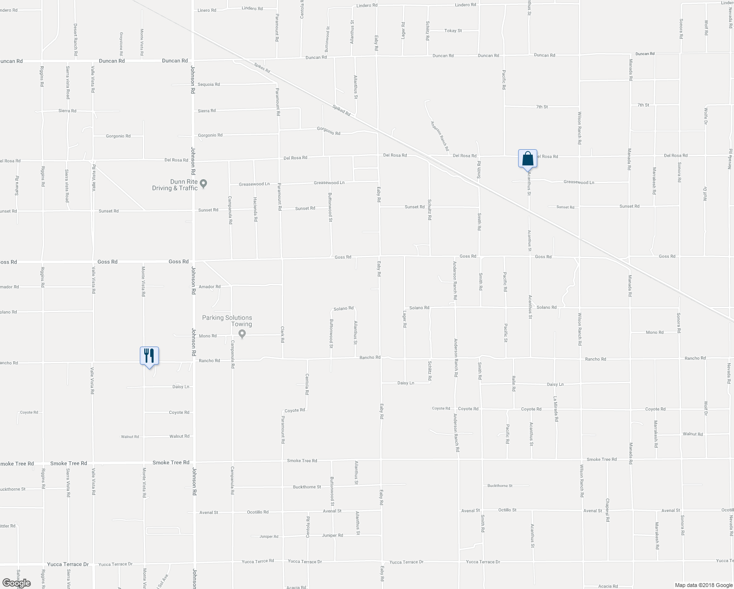 map of restaurants, bars, coffee shops, grocery stores, and more near 11168 Eaby Road in Phelan