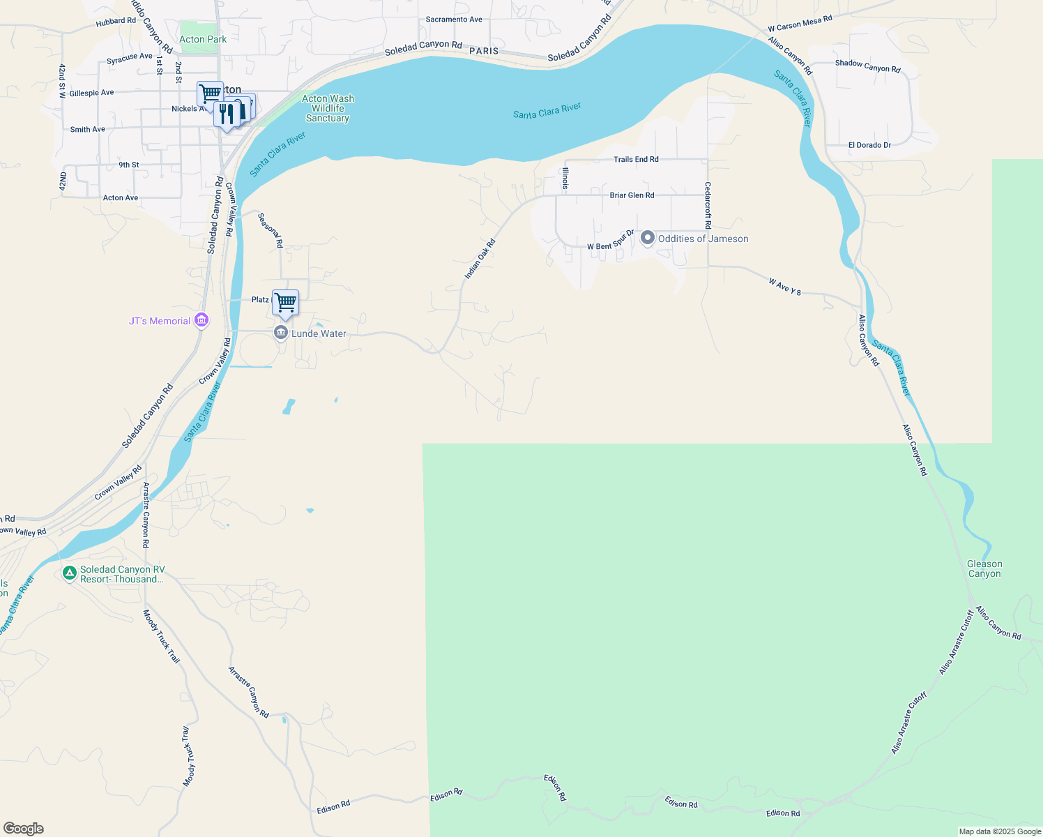 map of restaurants, bars, coffee shops, grocery stores, and more near 2814 Calmgarden Road in Acton