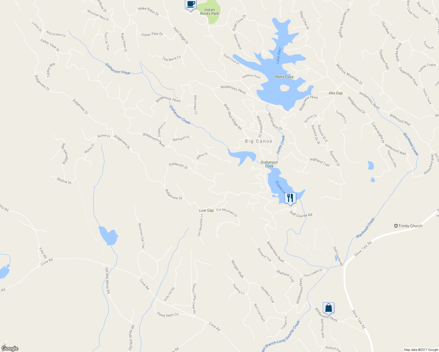 map of restaurants, bars, coffee shops, grocery stores, and more near 62 Hemlock Circle in Jasper