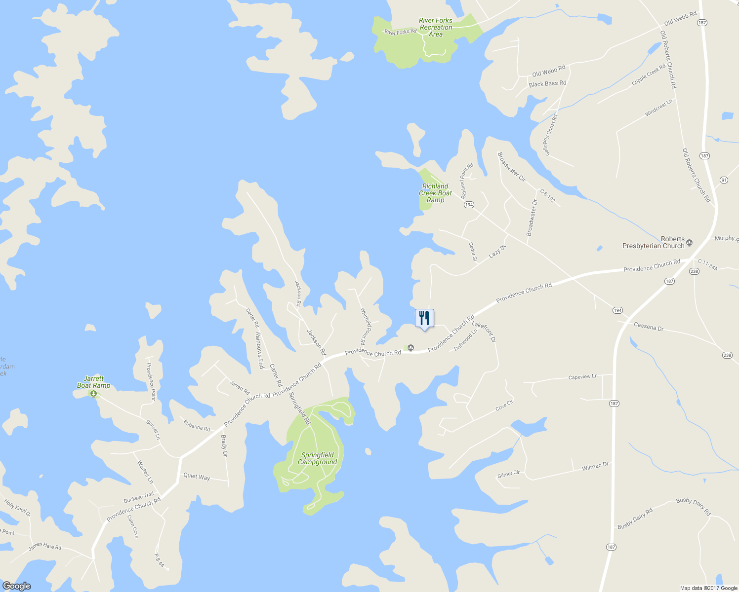 map of restaurants, bars, coffee shops, grocery stores, and more near 1102 Whitfield Point Road in Anderson