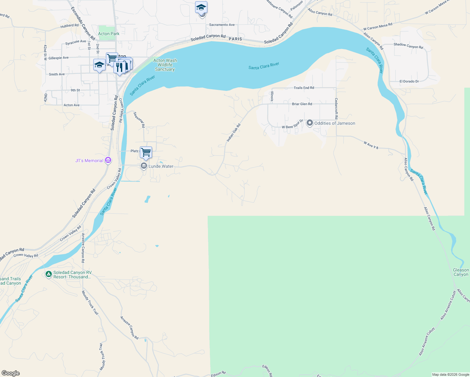 map of restaurants, bars, coffee shops, grocery stores, and more near 2897 Calmgarden Road in Acton