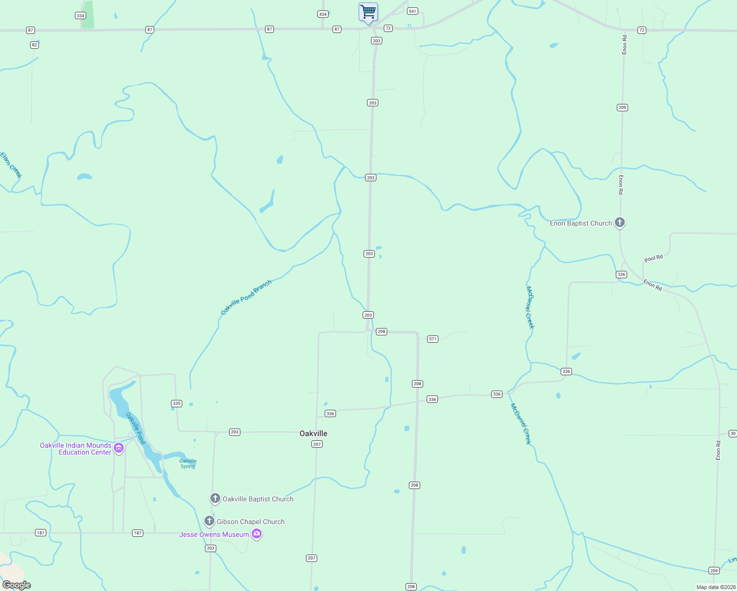 map of restaurants, bars, coffee shops, grocery stores, and more near 8921 County Road 203 in Danville