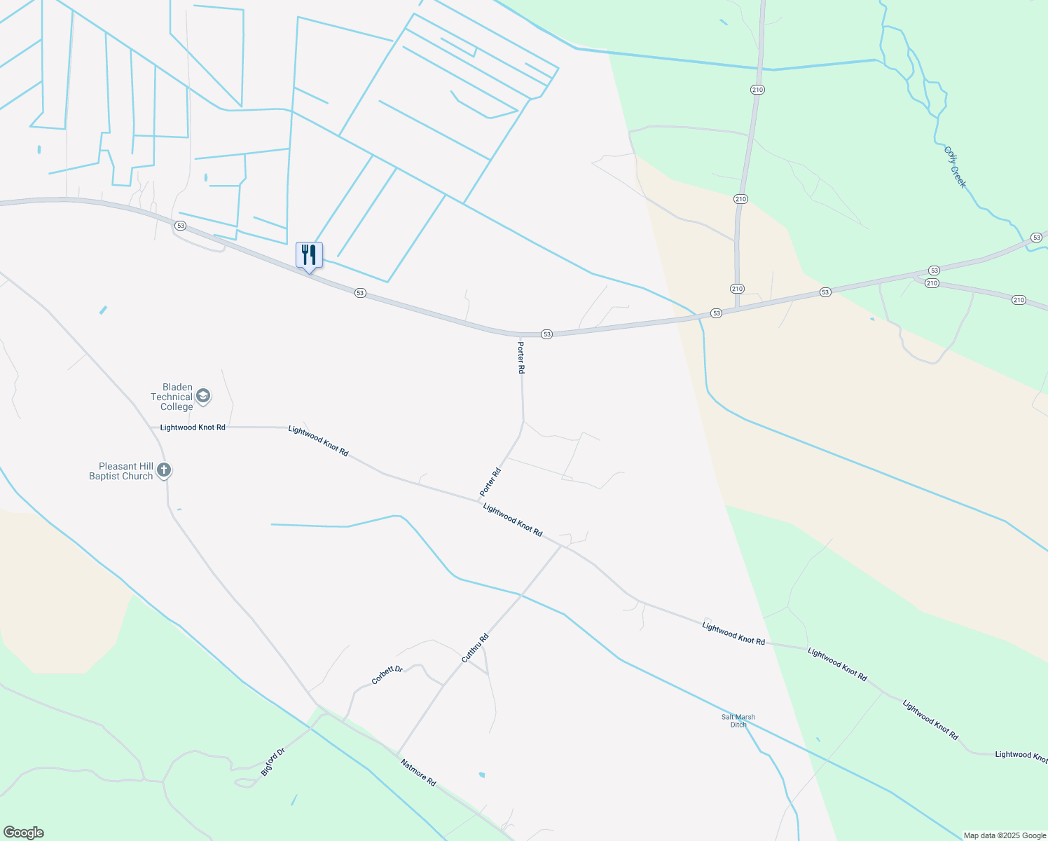 map of restaurants, bars, coffee shops, grocery stores, and more near Porter Road in Kelly