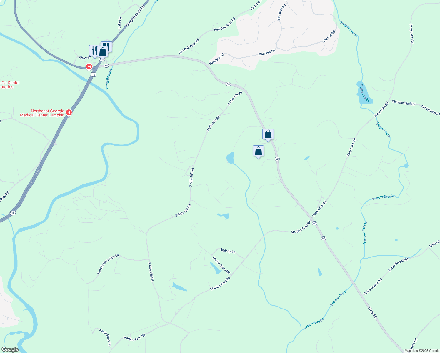map of restaurants, bars, coffee shops, grocery stores, and more near 75 Lake Laurel Court North in Dahlonega