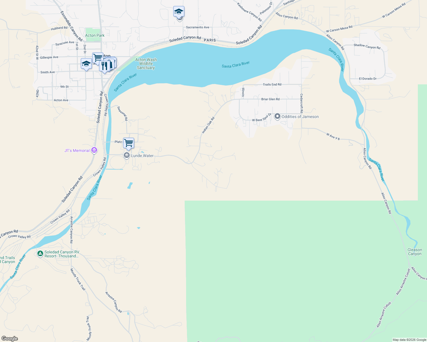 map of restaurants, bars, coffee shops, grocery stores, and more near 2897 Calmgarden Road in Acton