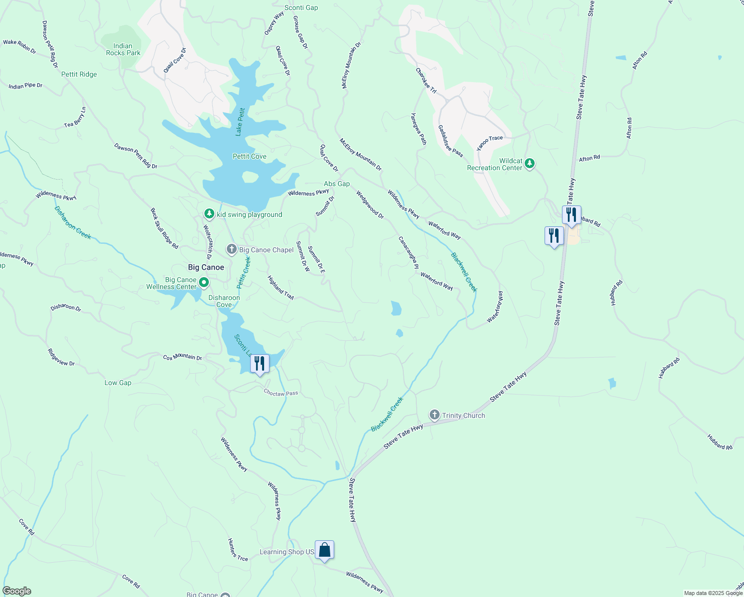 map of restaurants, bars, coffee shops, grocery stores, and more near 587 Turnbury Lane in Jasper
