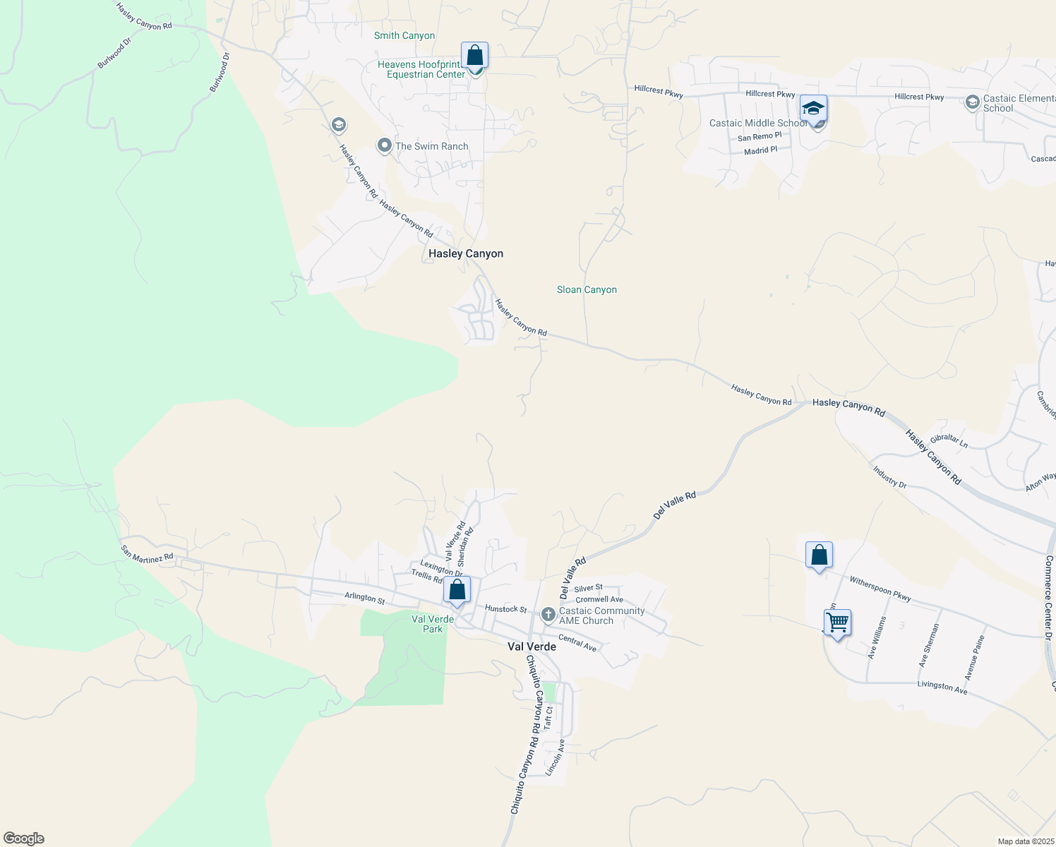 map of restaurants, bars, coffee shops, grocery stores, and more near 29732 Arroyo Oak Lane in Castaic