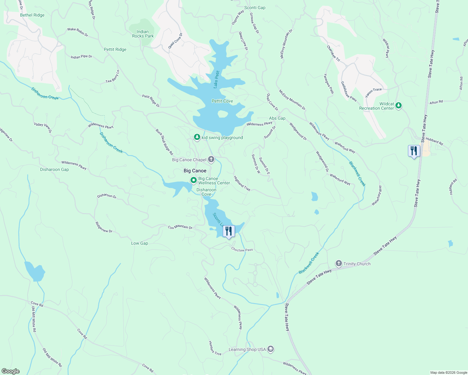 map of restaurants, bars, coffee shops, grocery stores, and more near Sconti Knoll Drive in Pickens County