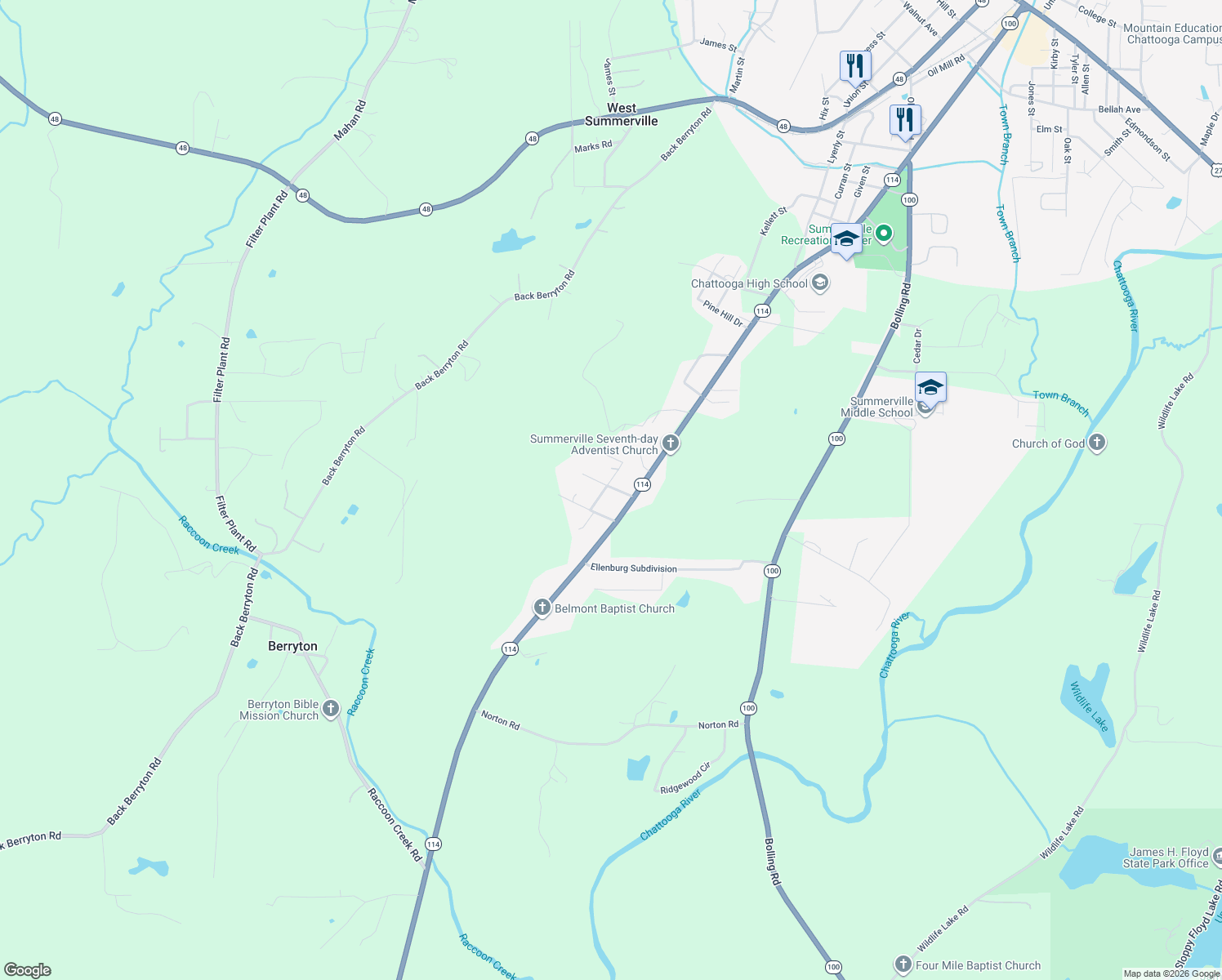 map of restaurants, bars, coffee shops, grocery stores, and more near 67 Fair St in Summerville