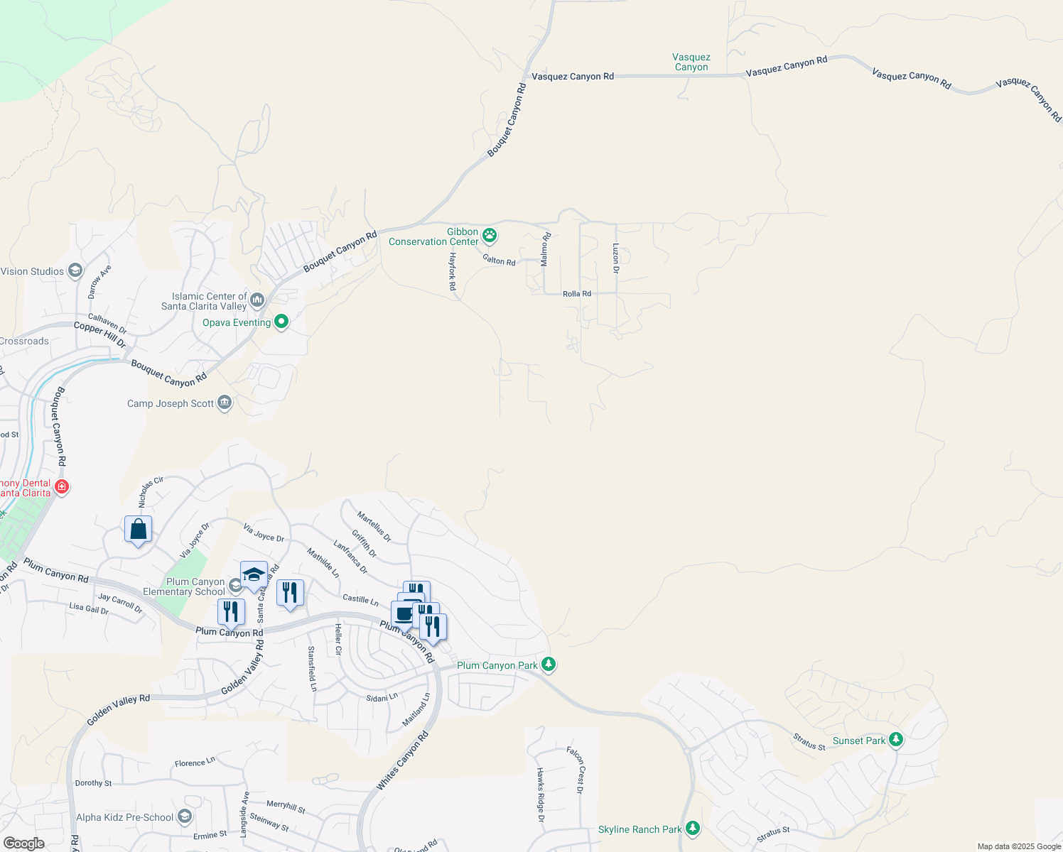 map of restaurants, bars, coffee shops, grocery stores, and more near in Green Valley