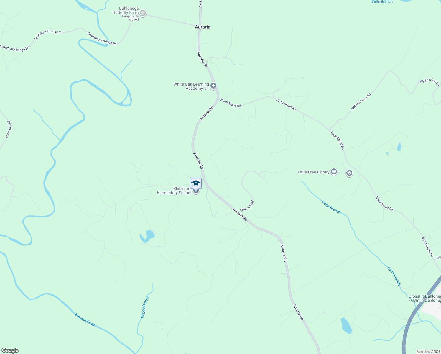 map of restaurants, bars, coffee shops, grocery stores, and more near 157 Nuckolls Lane in Dawsonville