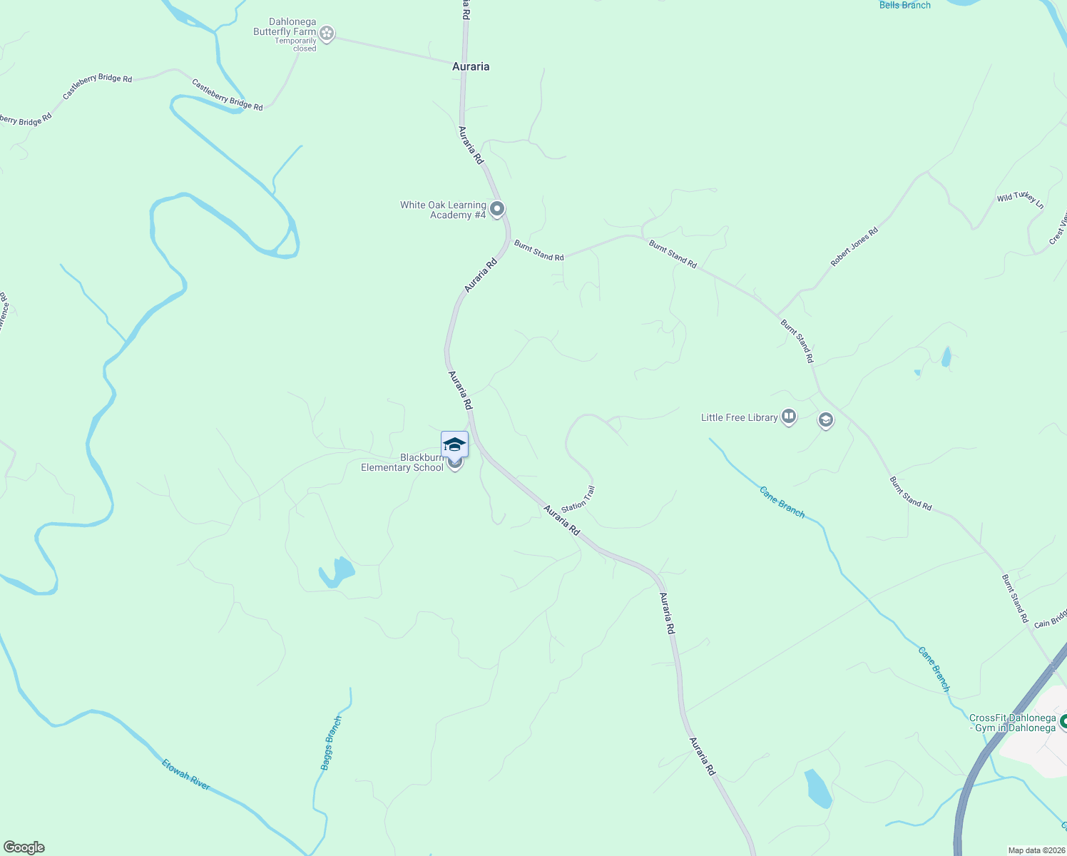 map of restaurants, bars, coffee shops, grocery stores, and more near 157 Nuckolls Lane in Dawsonville