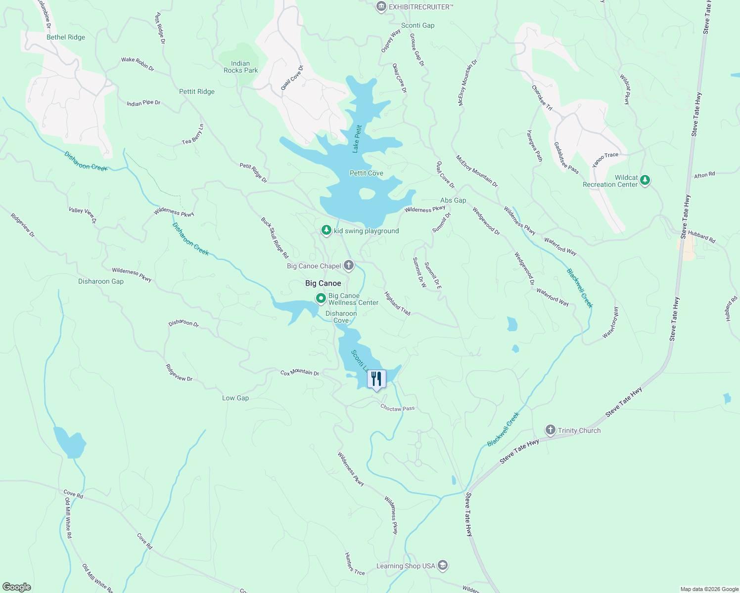 map of restaurants, bars, coffee shops, grocery stores, and more near Sconti Knoll Drive in Pickens County