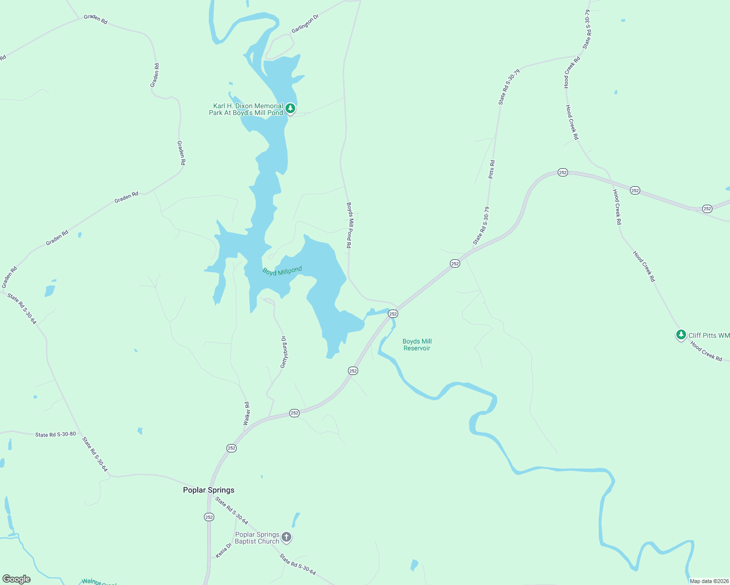 map of restaurants, bars, coffee shops, grocery stores, and more near 110 Shady Lane in Laurens