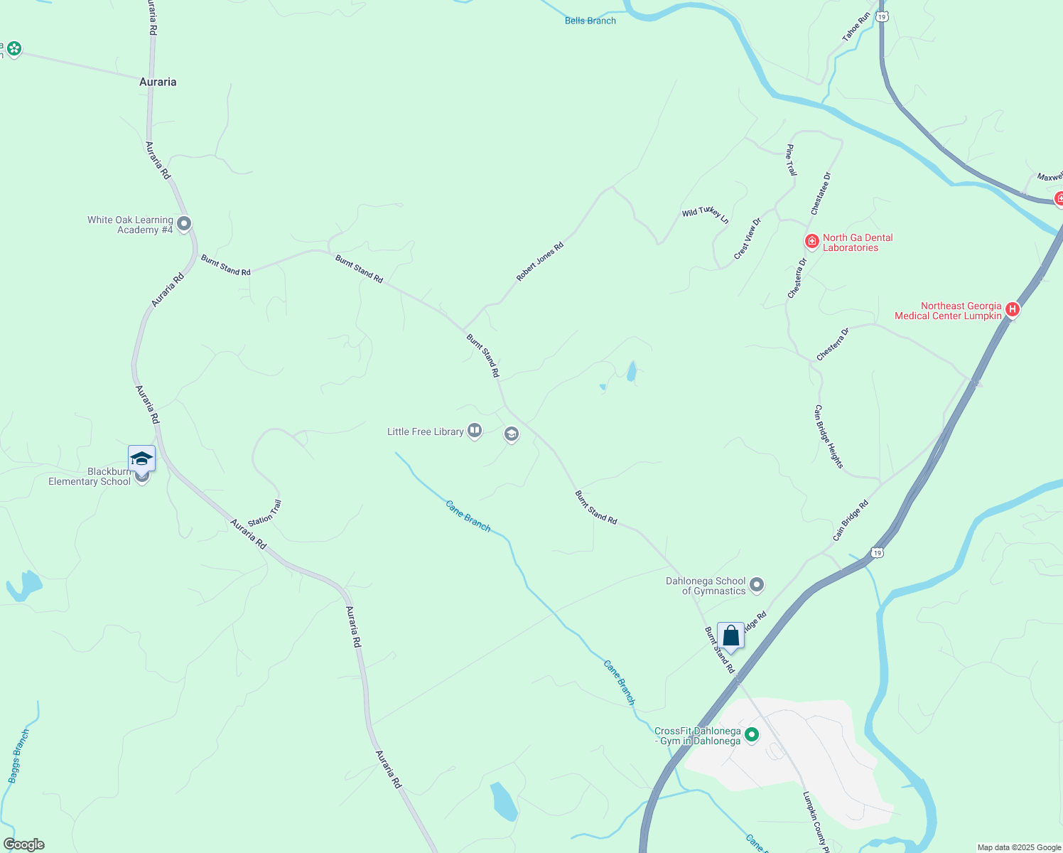 map of restaurants, bars, coffee shops, grocery stores, and more near 0 Charlie Lemley Road in Dahlonega