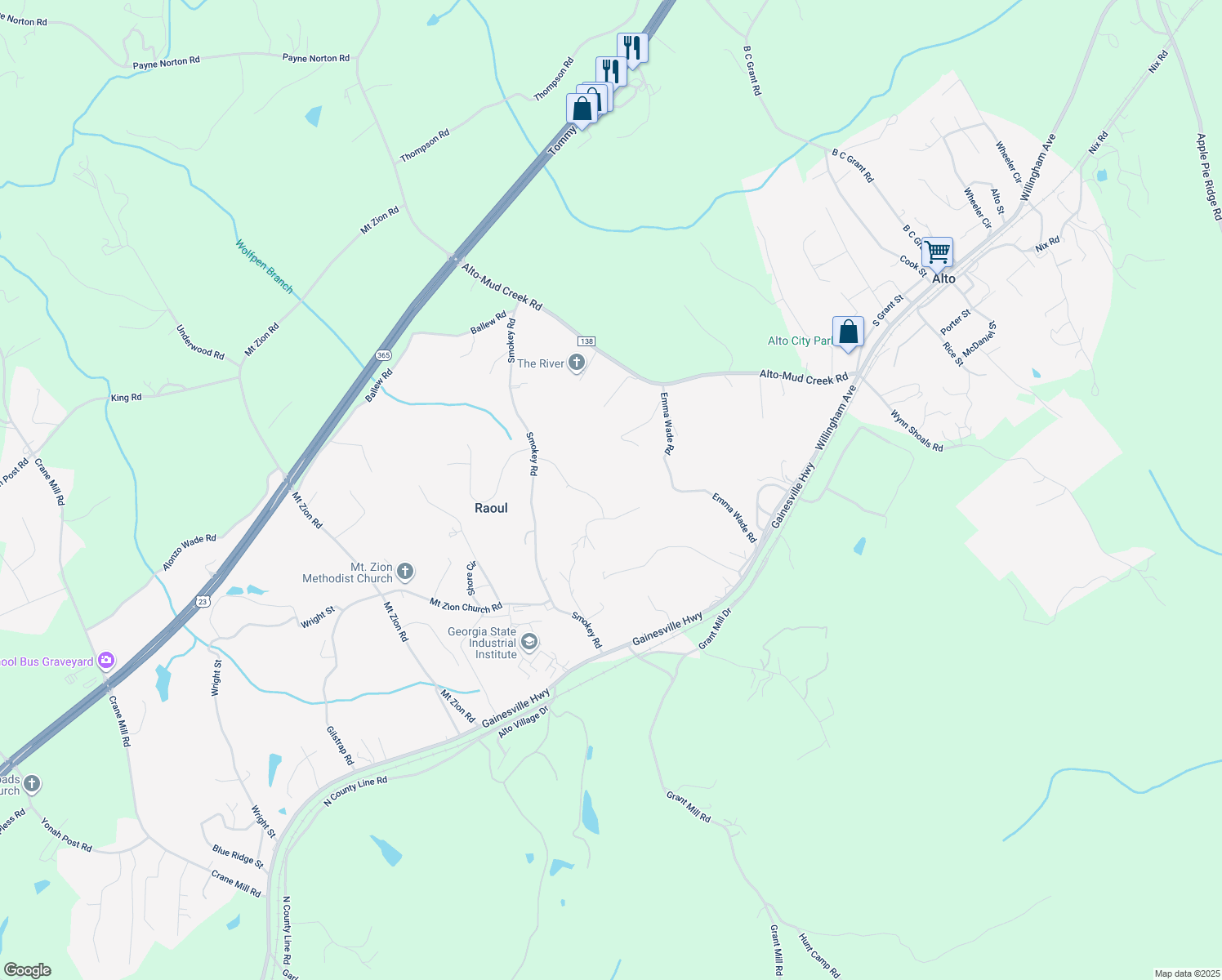 map of restaurants, bars, coffee shops, grocery stores, and more near 212-240 Wild Cherry Drive in Alto
