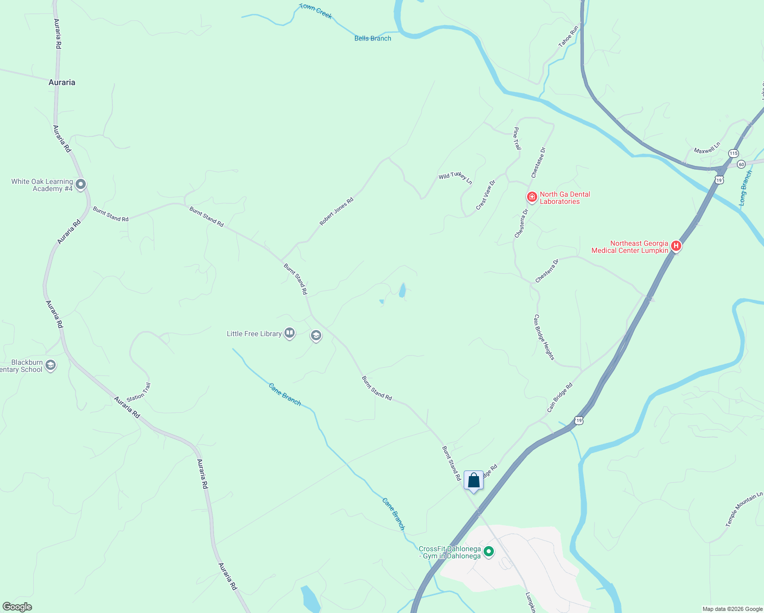 map of restaurants, bars, coffee shops, grocery stores, and more near 422 Charlie Lemley Road in Dawsonville