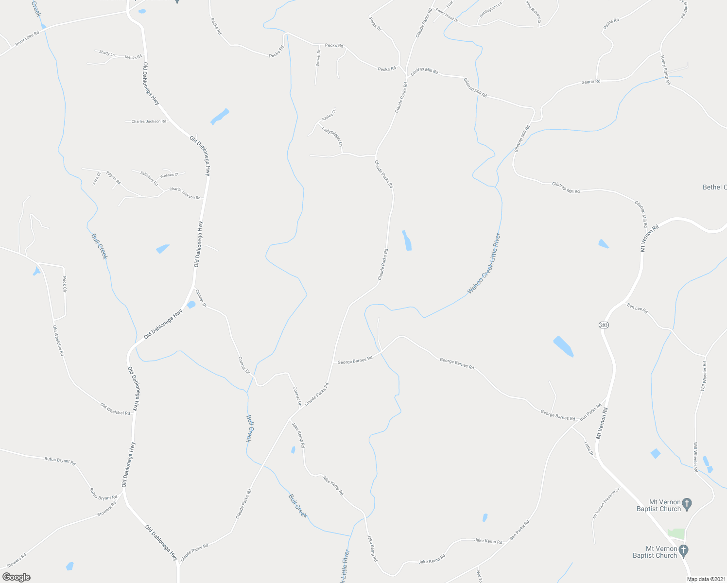 map of restaurants, bars, coffee shops, grocery stores, and more near 6705 Claude Parks Road in Murrayville