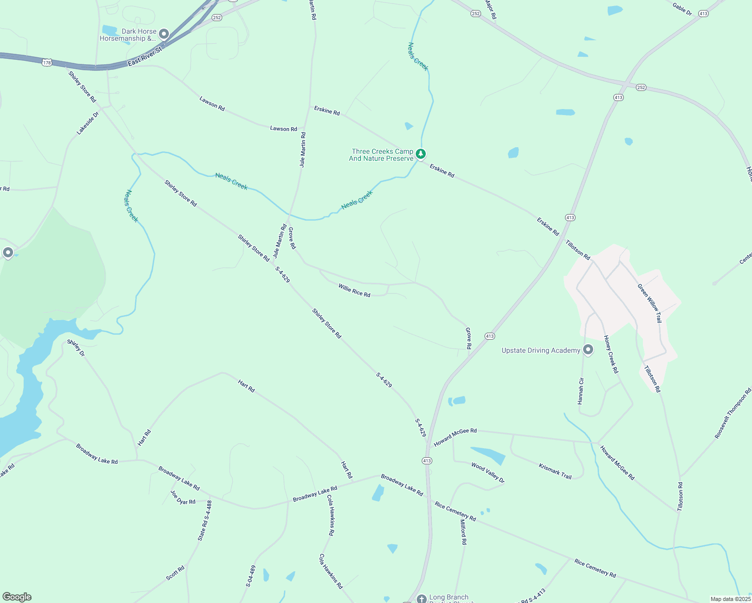 map of restaurants, bars, coffee shops, grocery stores, and more near 1042 Willie Rice Road in Anderson