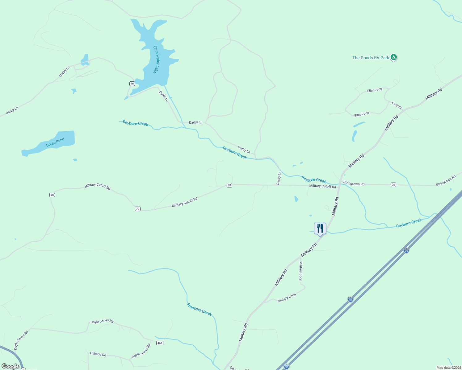 map of restaurants, bars, coffee shops, grocery stores, and more near 3406 Military Cutoff Road in Malvern