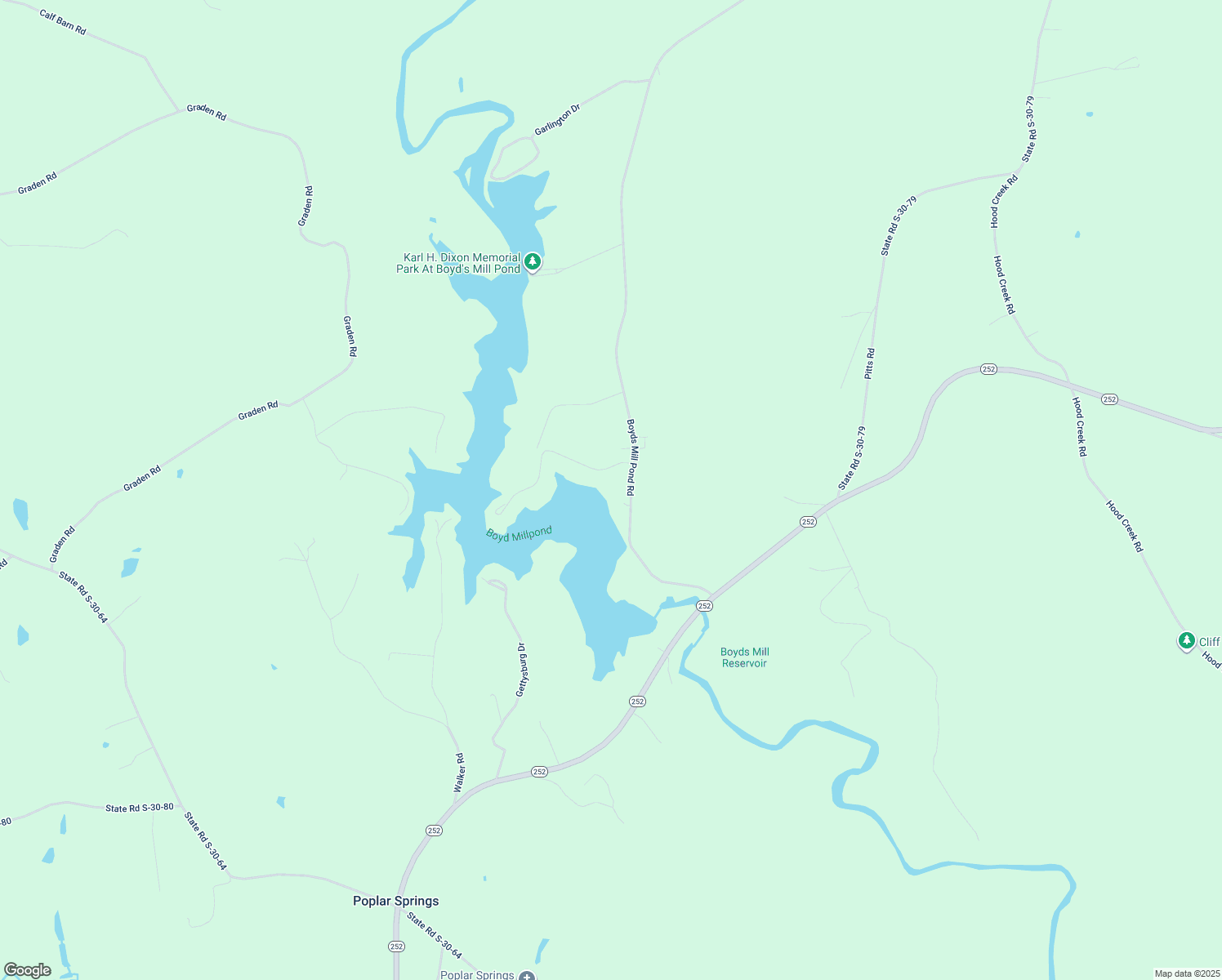 map of restaurants, bars, coffee shops, grocery stores, and more near 97 Garlington Circle in Laurens