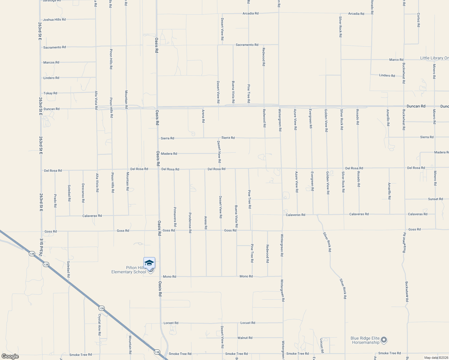 map of restaurants, bars, coffee shops, grocery stores, and more near 11623 Desert View Road in Pinon Hills