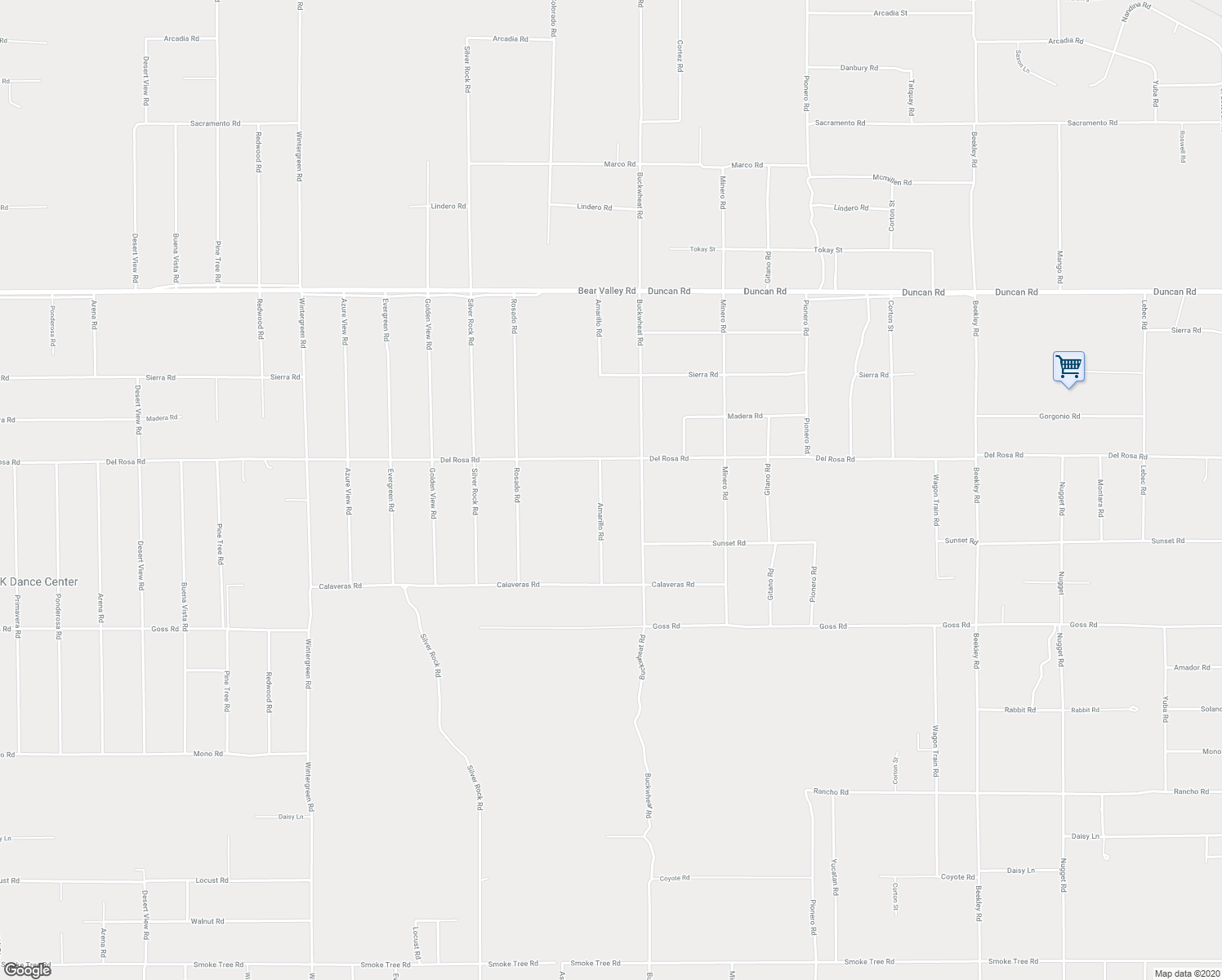 map of restaurants, bars, coffee shops, grocery stores, and more near 11625 Amarillo Road in Pinon Hills