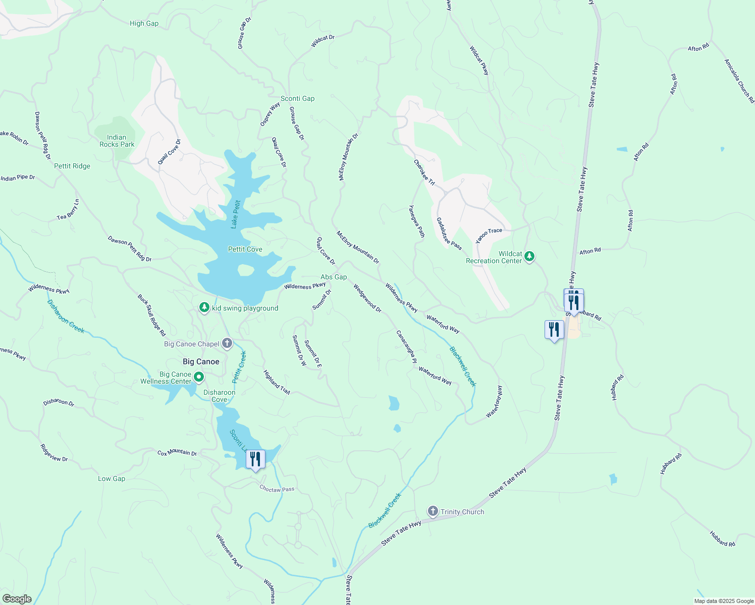 map of restaurants, bars, coffee shops, grocery stores, and more near 219 Wedgewood Drive in Jasper