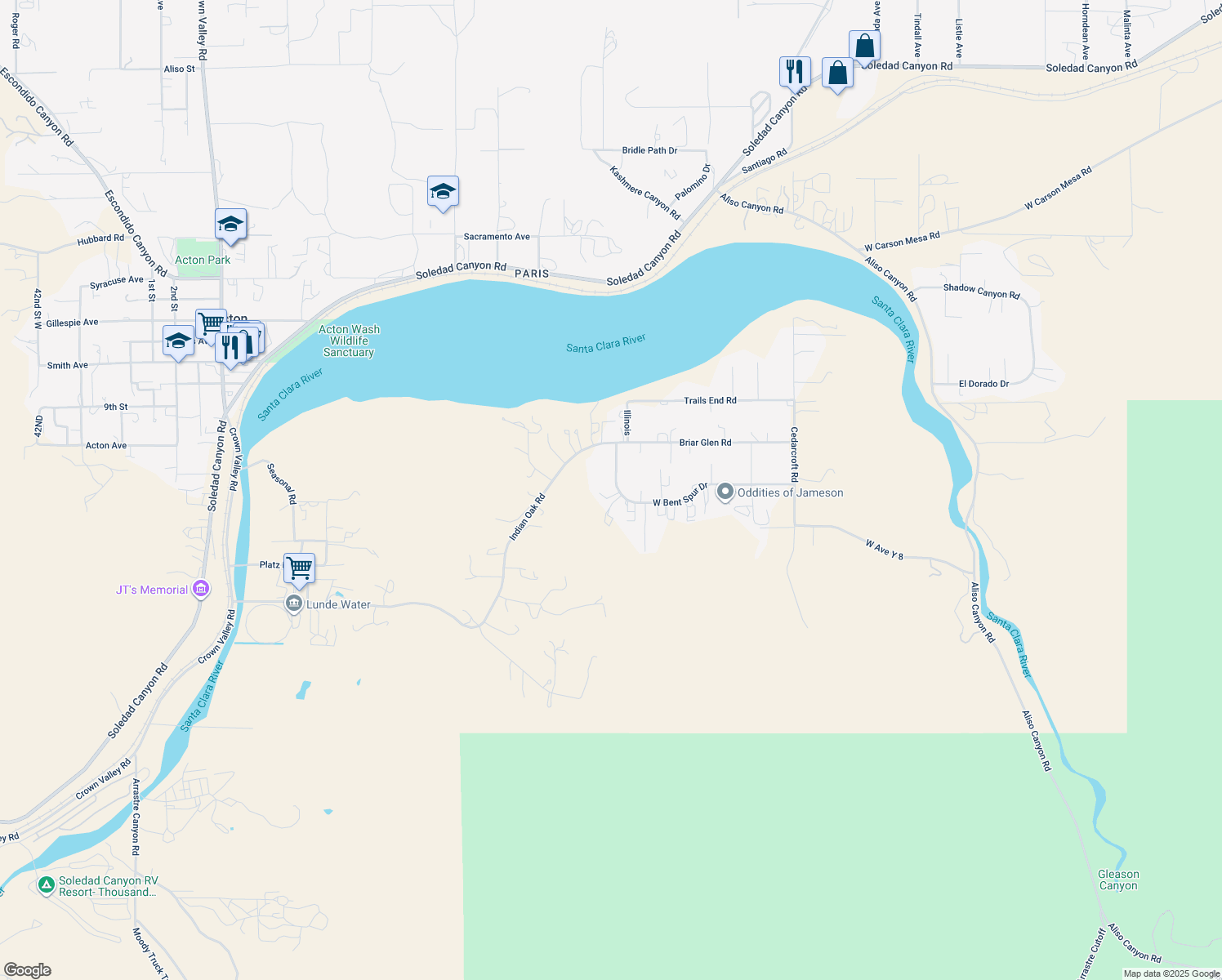 map of restaurants, bars, coffee shops, grocery stores, and more near 2726 West Bent Spur Drive in Acton