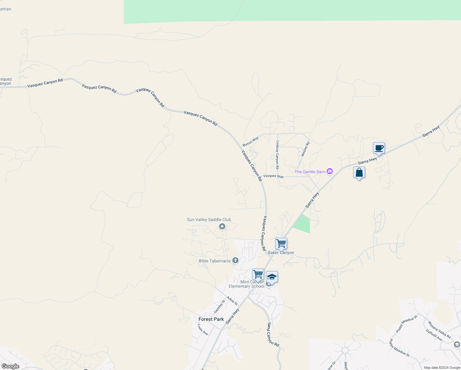 map of restaurants, bars, coffee shops, grocery stores, and more near 30435 Brandywine Canyon Road in Los Angeles County