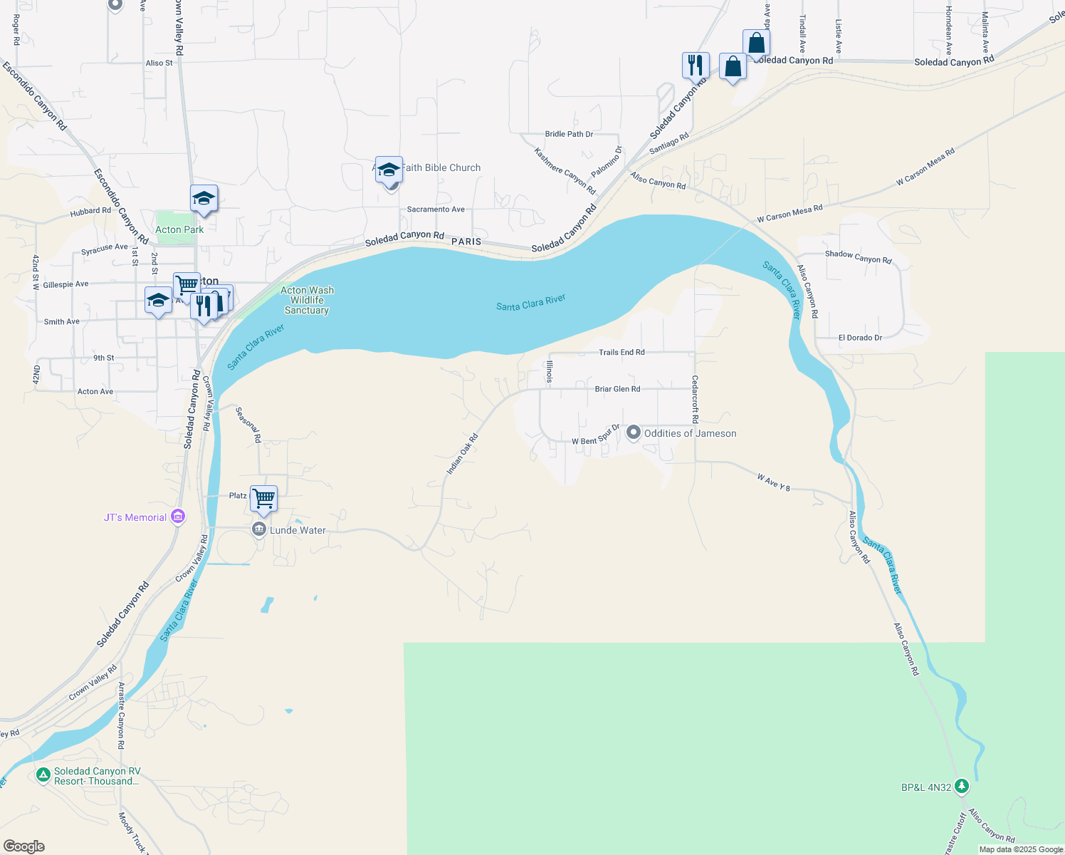 map of restaurants, bars, coffee shops, grocery stores, and more near 2726 West Bent Spur Drive in Acton