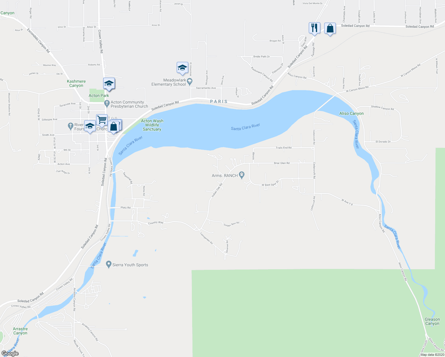 map of restaurants, bars, coffee shops, grocery stores, and more near 31653 Lake Meadow Road in Acton