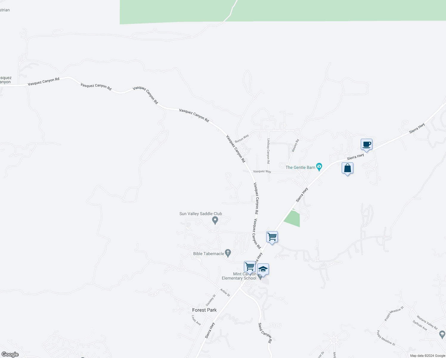map of restaurants, bars, coffee shops, grocery stores, and more near 30435 Brandywine Canyon Road in Los Angeles County