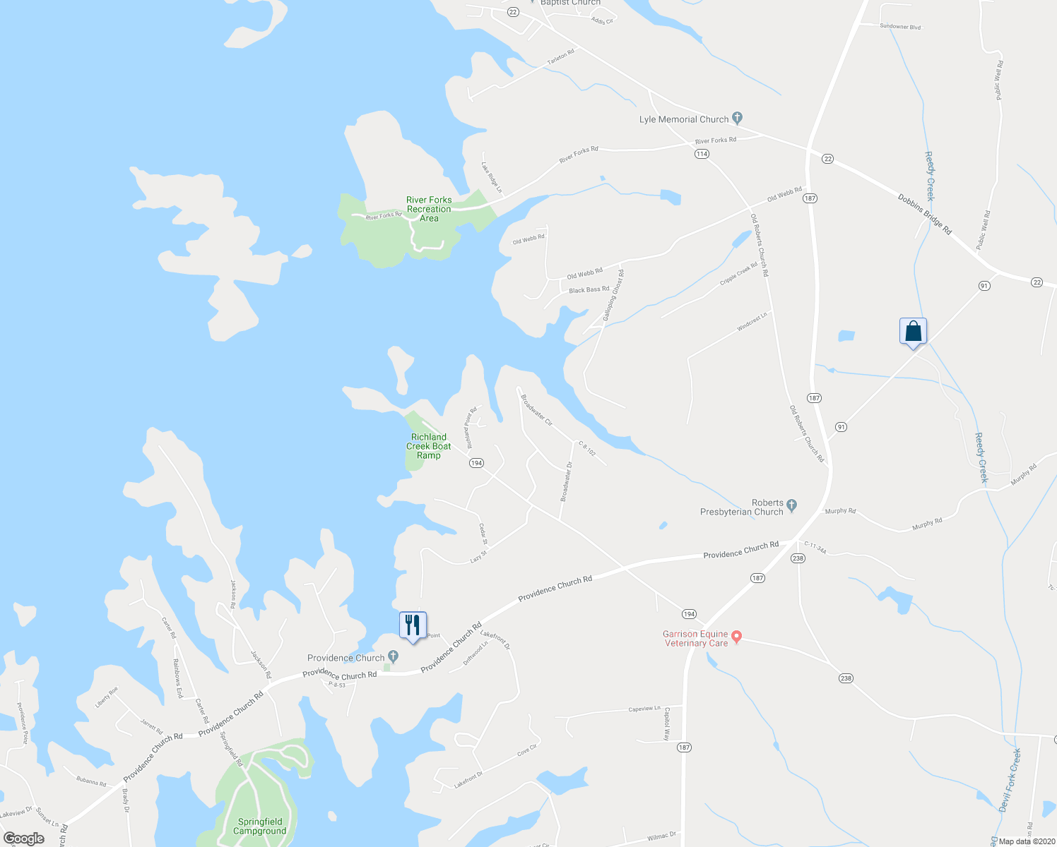 map of restaurants, bars, coffee shops, grocery stores, and more near 314 Broadwater Circle in Anderson