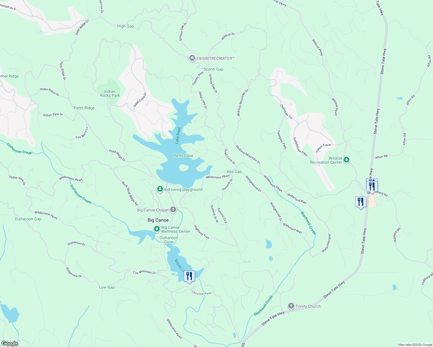 map of restaurants, bars, coffee shops, grocery stores, and more near 117 Goldfinch Point in Jasper