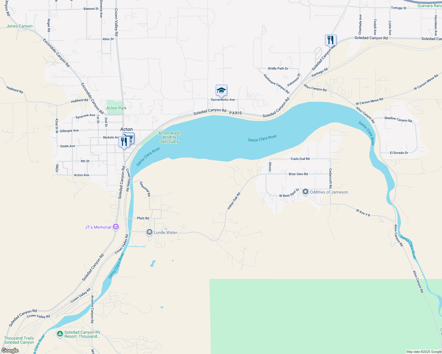 map of restaurants, bars, coffee shops, grocery stores, and more near 31733 Lake Meadow Road in Acton