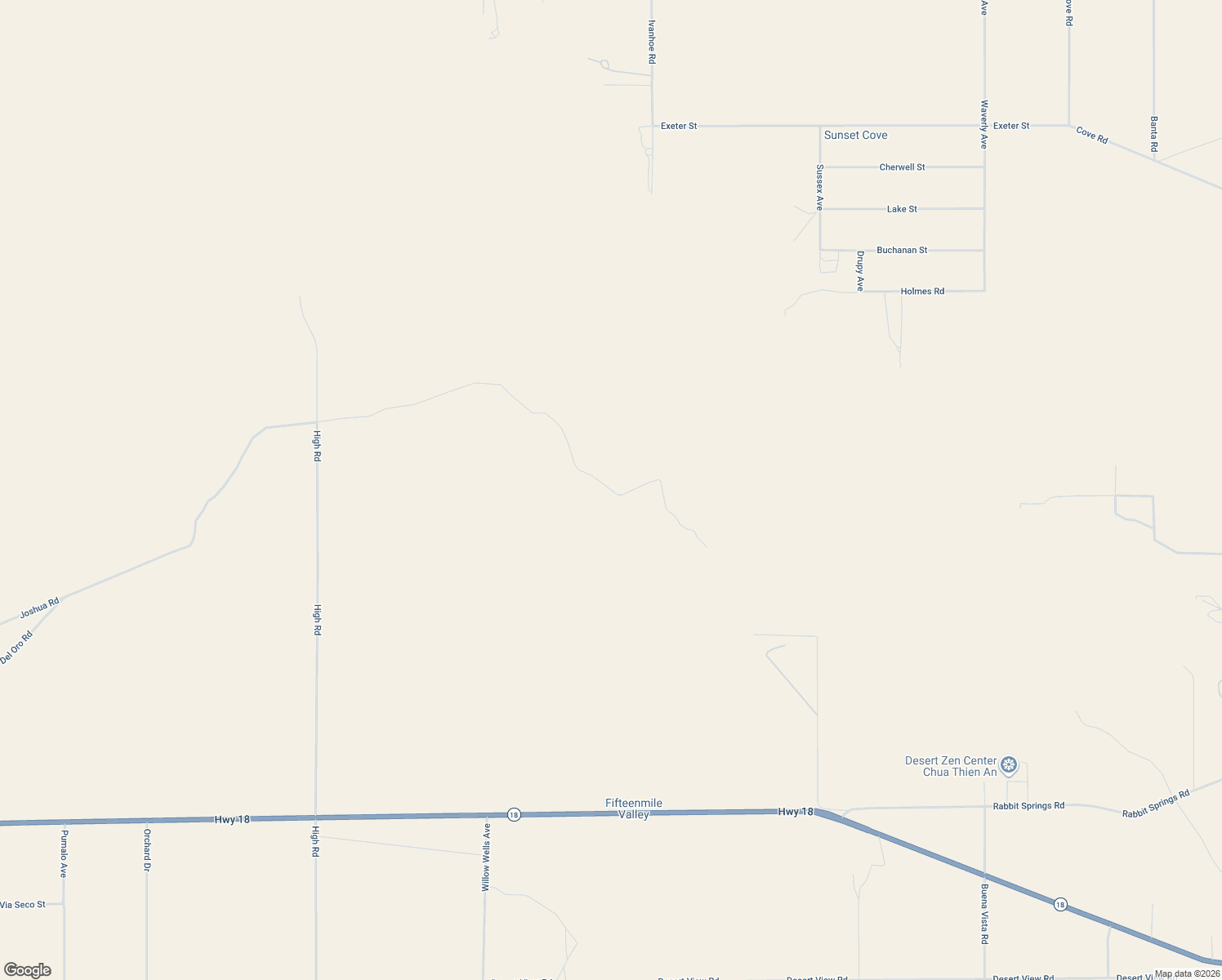 map of restaurants, bars, coffee shops, grocery stores, and more near Del Oro Road in Lucerne Valley