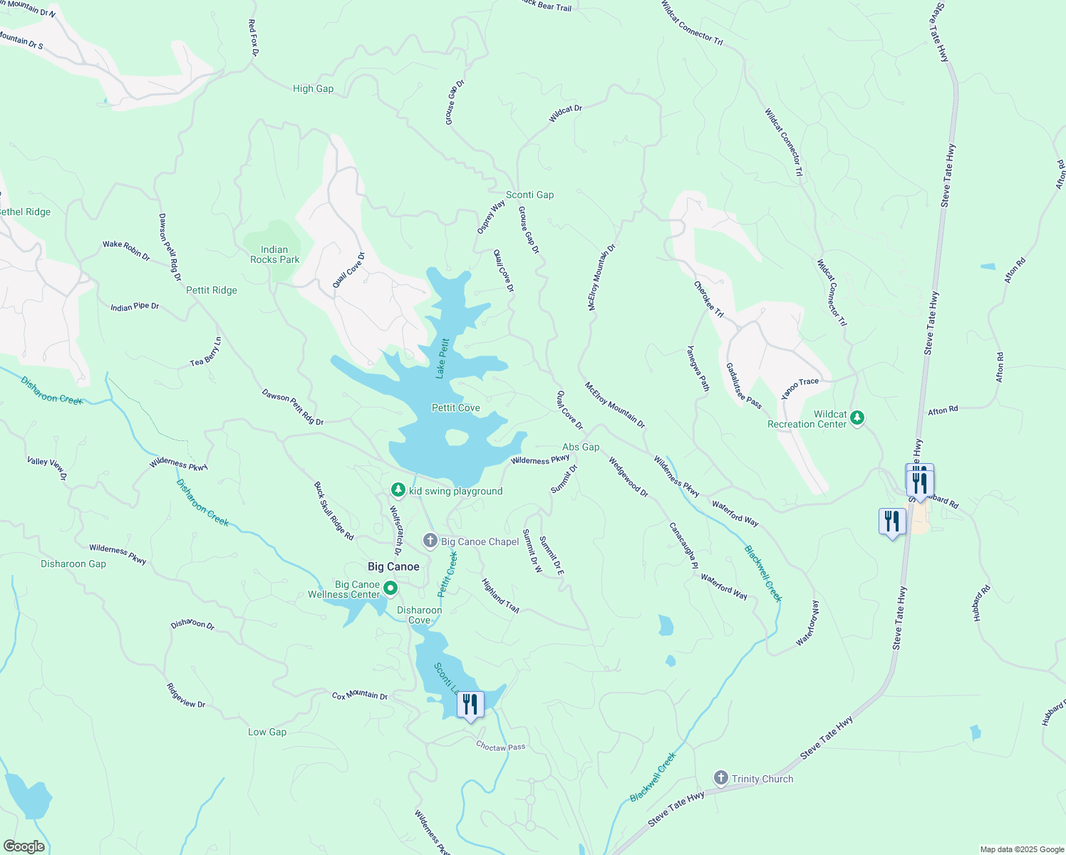 map of restaurants, bars, coffee shops, grocery stores, and more near 75 Canada Geese Point in Jasper