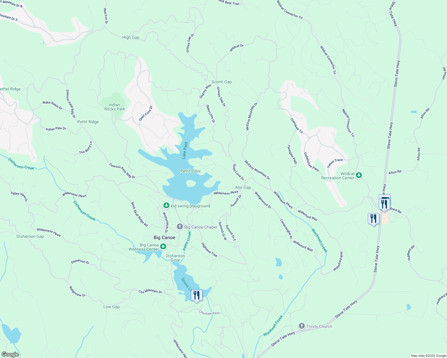 map of restaurants, bars, coffee shops, grocery stores, and more near 75 Canada Geese Point in Jasper